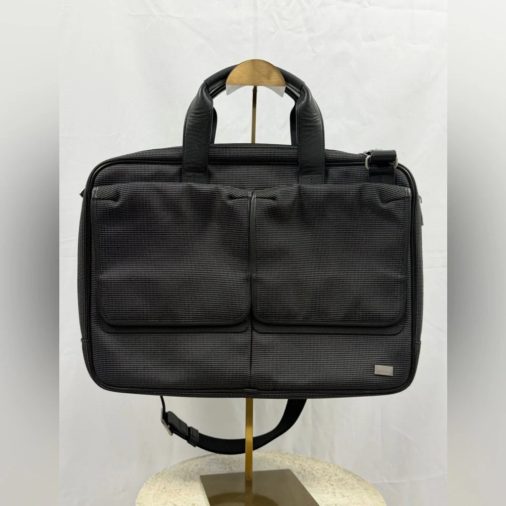 Vintage Dunhill Black Charcoal Briefcase Laptop Bag Leather Trim Strap